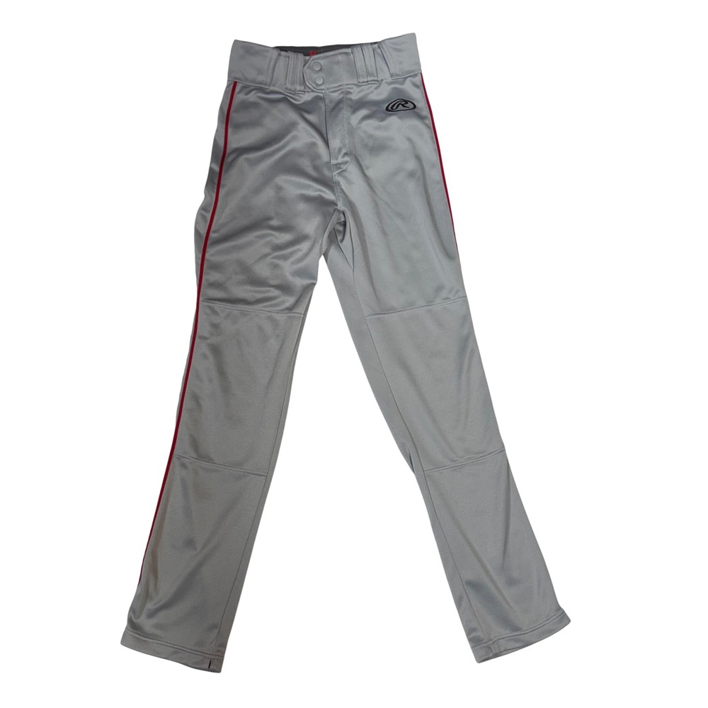 Rawlings Semi-Relaxed Baseball Pants Red Piping Women Small Grey Polyester